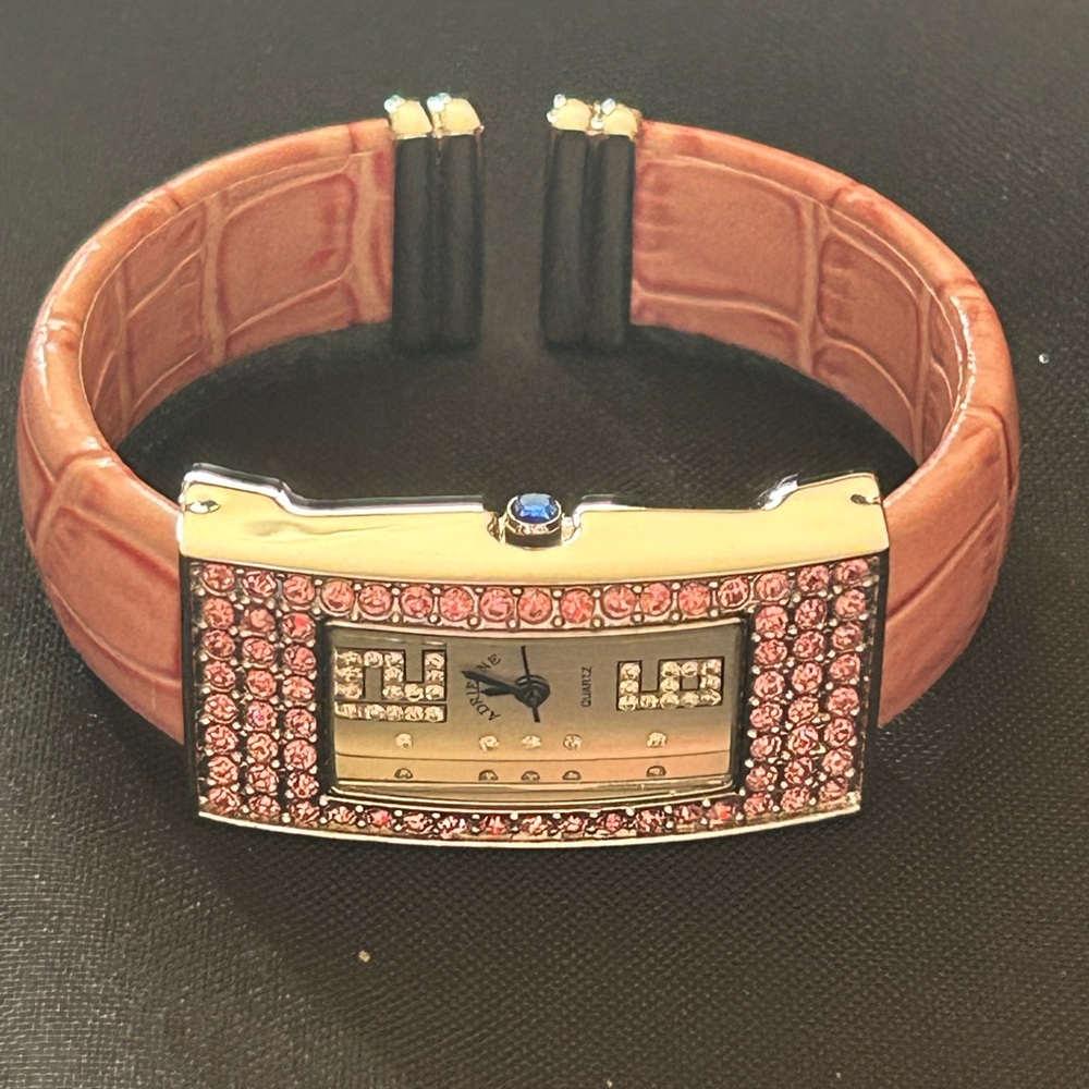 Adrienne Gorgeous Vintage Dazzling Pink/Crystal Quartz Pink Watch. 🩷 Rare Find